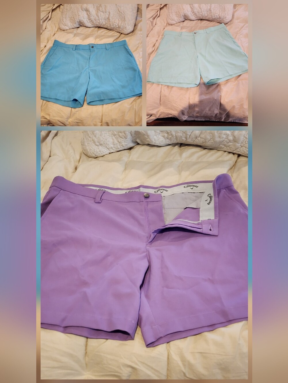 Mens Callaway Flat Front Shorts Size 38 Spring Colors Nwot 3 Pair Lot